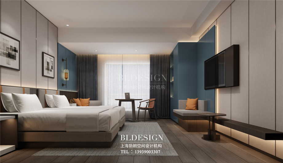 新鄉(xiāng)五星級(jí)酒店設(shè)計(jì)-桃李春風(fēng)大酒店標(biāo)準(zhǔn)間設(shè)計(jì)案例效果圖